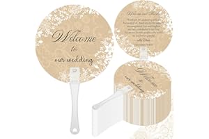 AIOMOB 100 Pcs Wedding Fans for Guests Bulk Welcome to our Wedding Plastic Handheld Fans for Party Decor Welcome Bag Stuffers