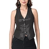 CFRTMTBB Women's PU Leather Vest Top Button Down V Neck Sleeveless Business Casual Jacket Vest Waistcoat