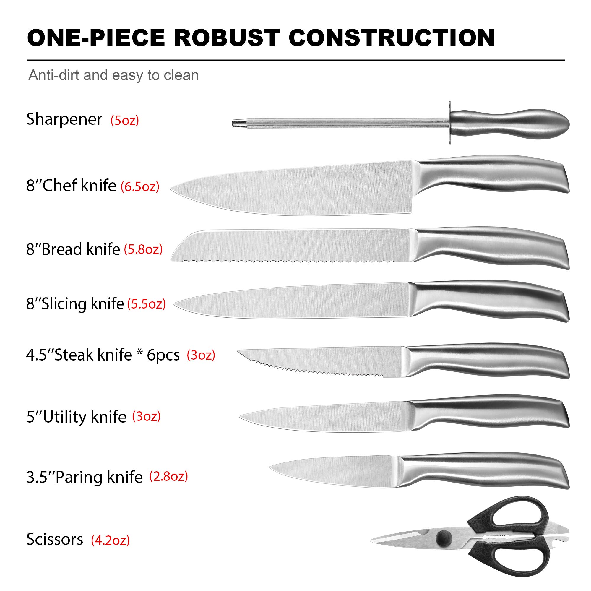 HOBO Knife Set,14Piece Knives with Wooden Block, AllPurpose Kitchen