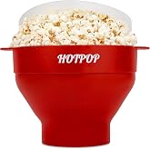 The Original HotPop Silicone Popcorn Maker - Microwave Popcorn Popper - Collapsible Bowl, Heat-Resistant, Easy to Clean, Ideal for Family Movie Nights, 15-Cup Capacity - Cherry