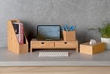 Osco MOSO Bamboo Square Pen Pot 3 Compartments Desk Organizer Natural Wood view 8