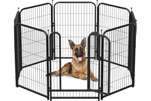 Petorldog Metal Dog Playpen, 40 Inch Height 8 Panels, Ideal Dog Fence for Large/Medium/Small Dogs Indoor & Outdoor Bliss, Perfect Dog Pen for Camping, Yard, and RV | Black-Silver