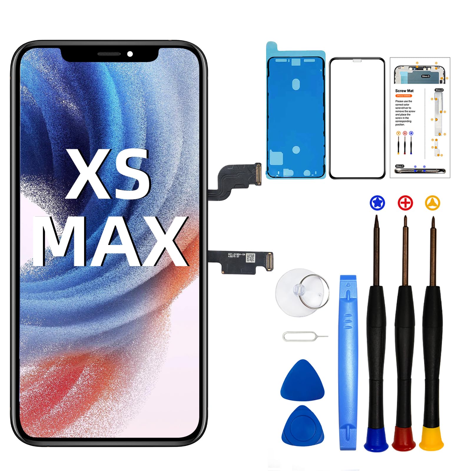 DTD LCD Display Screen for iPhone XS Max, 3D Touch Replacement Glass Digitiser Parts 6.5 Inch Replacement with Repair Kit, for Model A1921, A2101, A2102, A2103, A2104