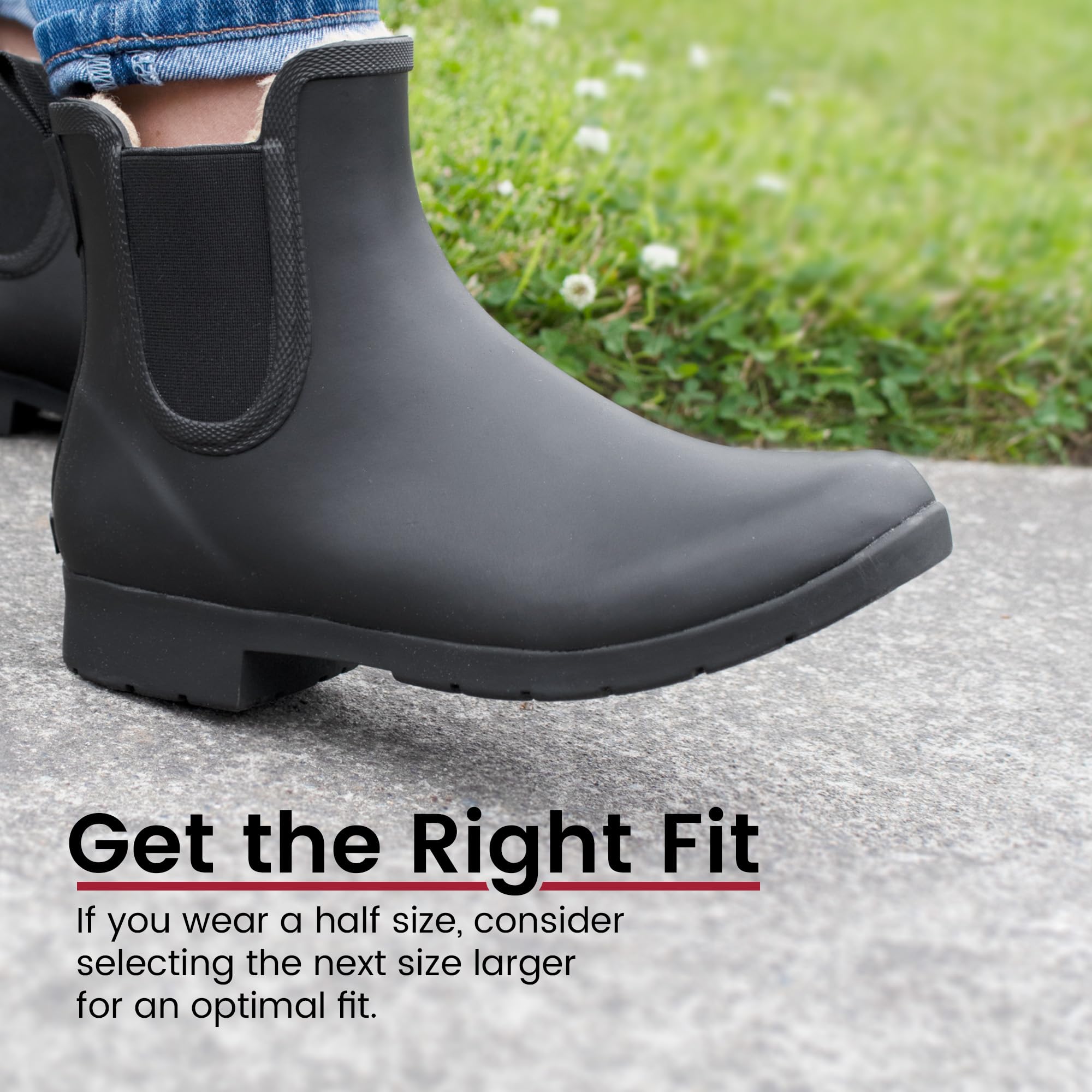 Chooka Women’s Waterproof Chelsea Bootie – Plush Lined, Slip-On Rain Ankle Boots