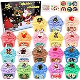 Christmas Gift Slime Advent Calendar 2025, 24 Pack Christmas Crafts Set for Kids, Mess-free and Stretchy, Christmas Stocking Stuffers, Perfect Winter Holiday Party Decoration Gifts, DIY Sensory Toys