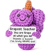 Weming Teacher Appreciation Gift, Handmade Mini Crochet Grapes, Back to School Teacher Gifts, First Day of School Gift Idea for Daycare Teacher Mentor Principal or Birthday Present