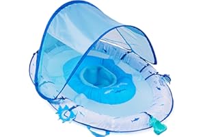 Swimways Ultra Baby Spring Float, Premium Inflatable Baby Pool Float with Sun Canopy, Fast Inflation & Carry Bag (9-24 Months), Mermaid Toys for Kids