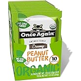 Once Again Organic Peanut Butter Packets Single Serve - 1.15oz, 10 Pack | Single Ingredient, Plant Based Protein, Vegan, Non-GMO, Gluten Free, Individual Nut Butter Packets for Snacks, Travel, Lunch