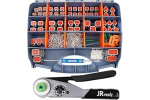 JRready ST6359 Deutsch Connector Kit, 2 3 4 6 8 12 Pin DT Connectors, Size 16 Solid Contacts 16-20AWG, Deutsch Crimp Tool, Deutsch Pin Removal Tool. Waterproof Automotive Electrical Connectors