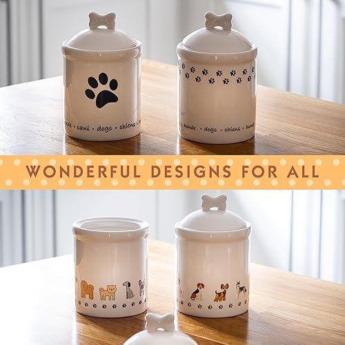 SPOTTED DOG GIFT COMPANY Kitchen Canister for Countertop, Ceramic Food  Storage Jar with Lid, Pet Dog Treat Jar