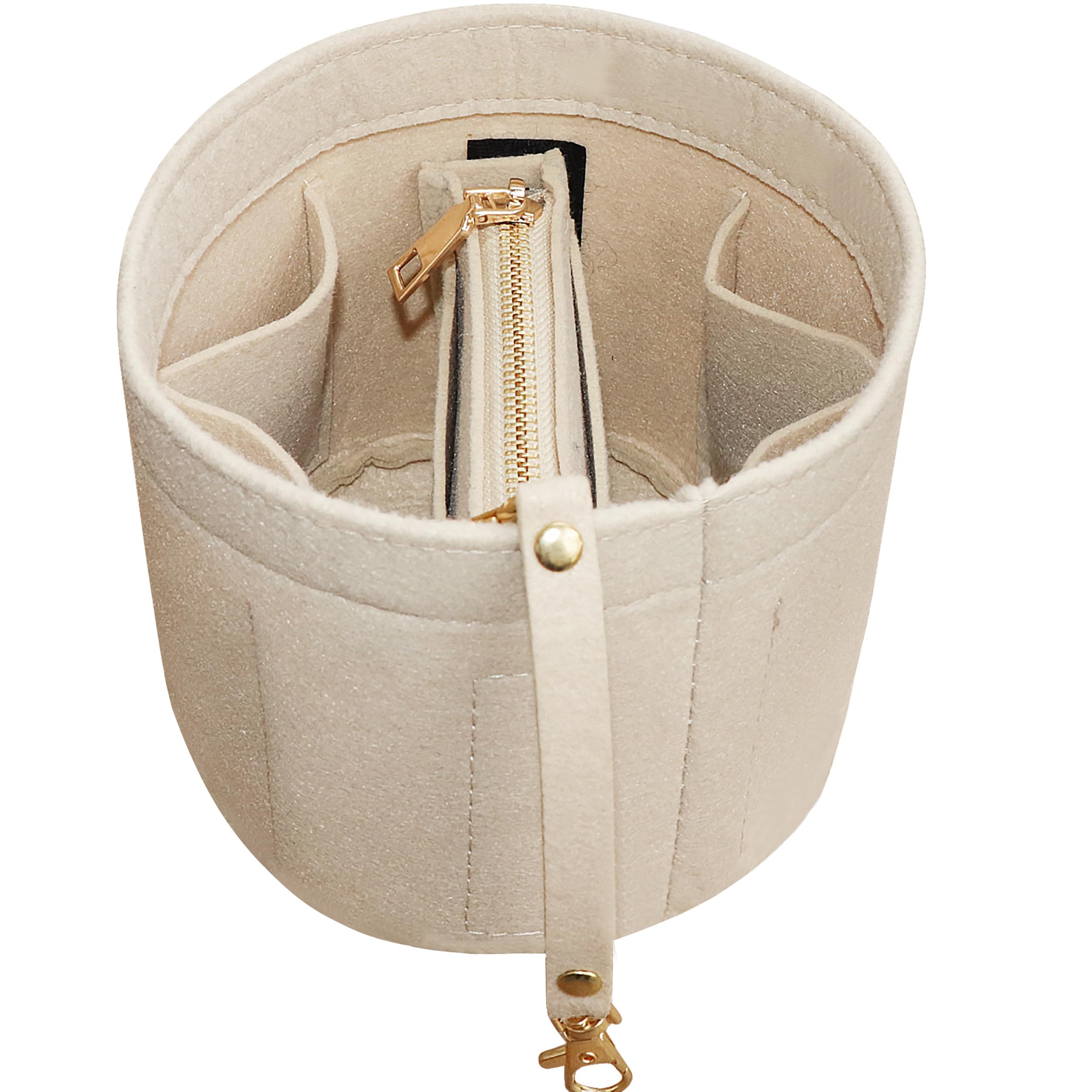 Soyizom Felt Handbag Organiser Purse Insert Fits Cannes Cylinder Bag Insert Tote Organiser for Women Pouch Liner Bag in Bag Organisers,Beige