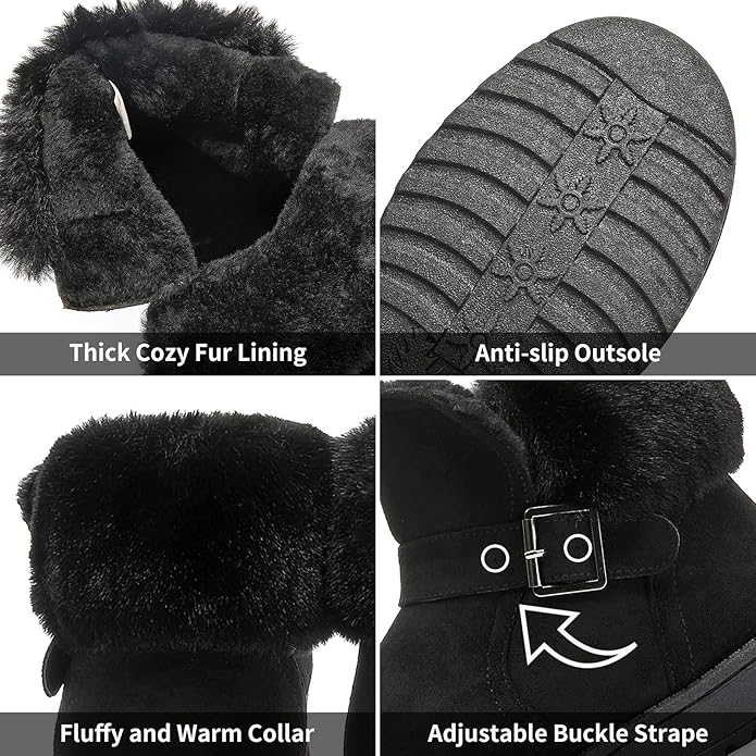 AOMAIS Womens Winter Booties Blacke US6