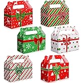 Faccito 18 Pcs 3D Christmas Cookie Boxes with Bow - 300gsm Xmas Goodie Gift Wrapping Boxes for Treats