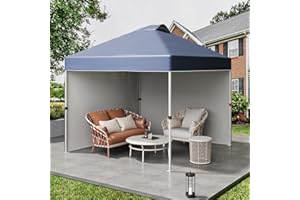 GarveeLife 10x10 Pop Up Canopy Tent with Two Side Walls, Instant Canopies Shelter with Wheeled Carry Bag & 4 Sandbags, Portab