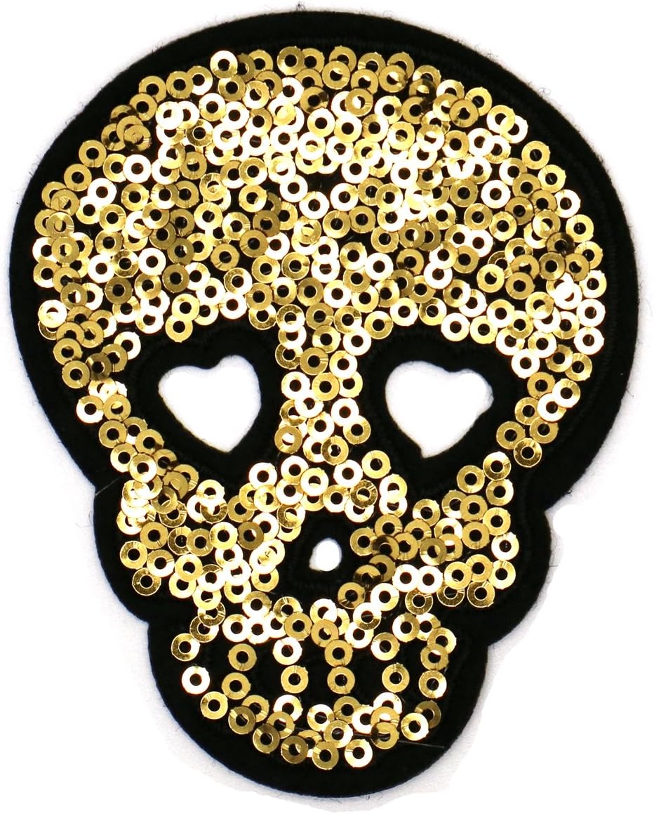 Summerz Skull Patch Glitter Sequins Applique Sew/Iron-on