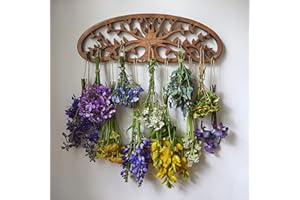 Tnstbiee Rustic Herb Drying Rack Hanging - Artistic Life Tree Design for Kitchen Witches & Gardeners - Space - Saving Herb & Flower Dryer - Gift for Crafters - Holds 11 Bouquets - Wall Art Décor
