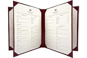 Goodsmart Columbia Casebound Menu Covers – 5-Pack, Burgundy Premium Faux Leather Restaurant Menu Holders, 8.5" x 11", 6-View with Interior Album Corners