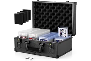 Vitula Card Case Fits for Toploaders, PSA Slabs, Magnetic Card Holders, Trading Cards Storage Box Suitable for Graded Cards or Sports Cards, Lockable Case Fits for Top Loaders (L,BLACK)