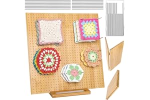 CESUSME 15.4" Foldable Crochet Blocking Board, Upgrade Large Blocking Board Crocheting with 30 Pcs Pins, Granny Square Blocking Boards Crochet Projects, Wooden Knitting Blocking Board for Blocking Crochet