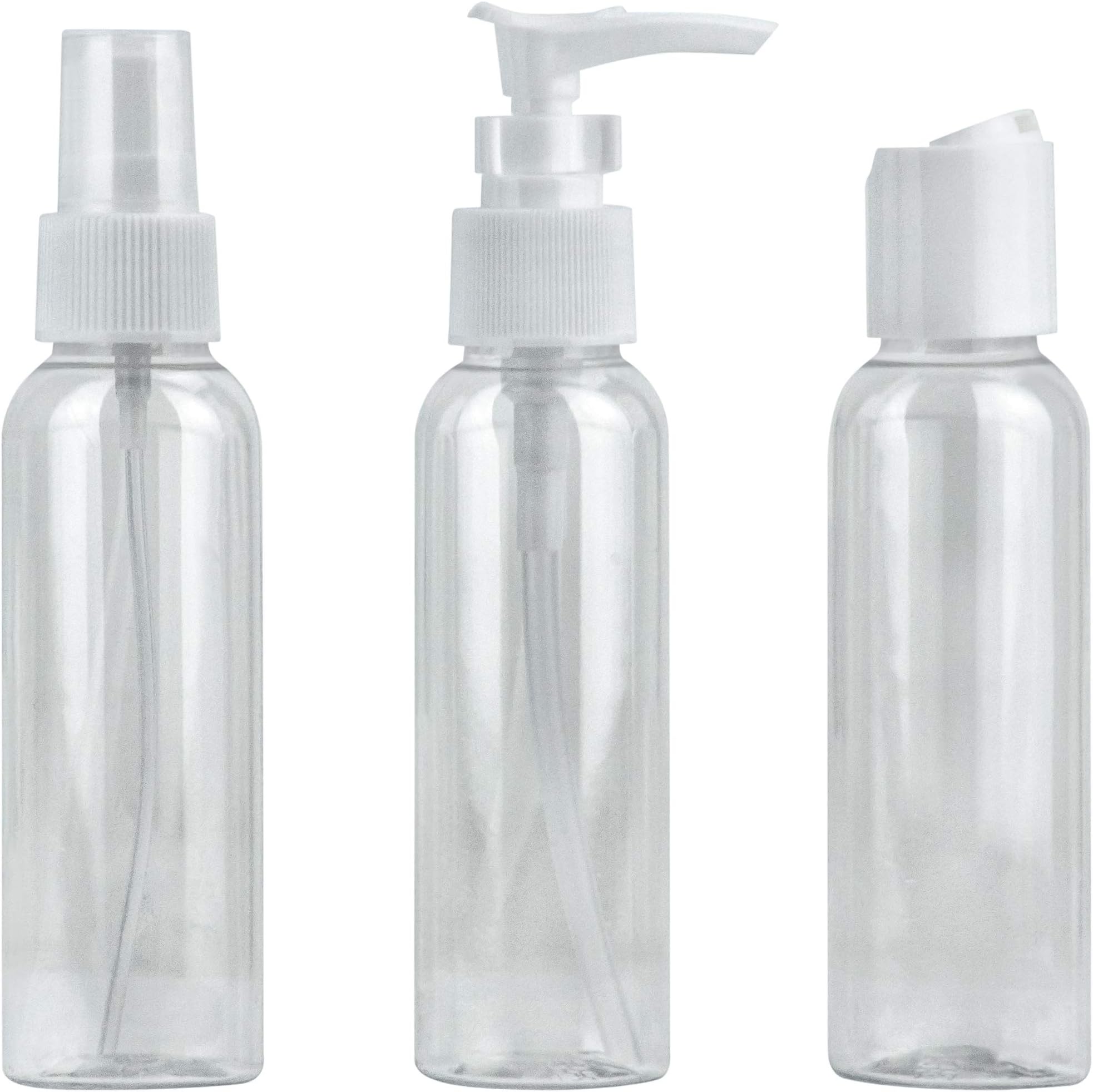 DecorRack 3 Travel Size Bottles, TSA Approved, 3.4 oz -BPA Free- Plastic Toiletries Set, Refillable, Leakproof Cosmetic Bottles, Portable Travel Accessories, Clear Liquid Containers (Set of 3)