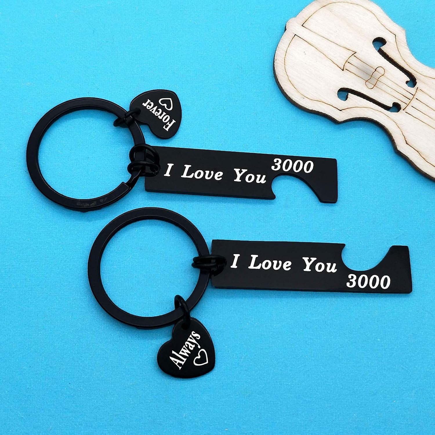 Huwujiu Anniversary Keyring Gifts for Boyfriend Girlfriend I Love You 3000 Keyring for Husband Wife Christmas Birthday Gifts Valentines Day Gifts I Love You Gifts for Couple - Image 5