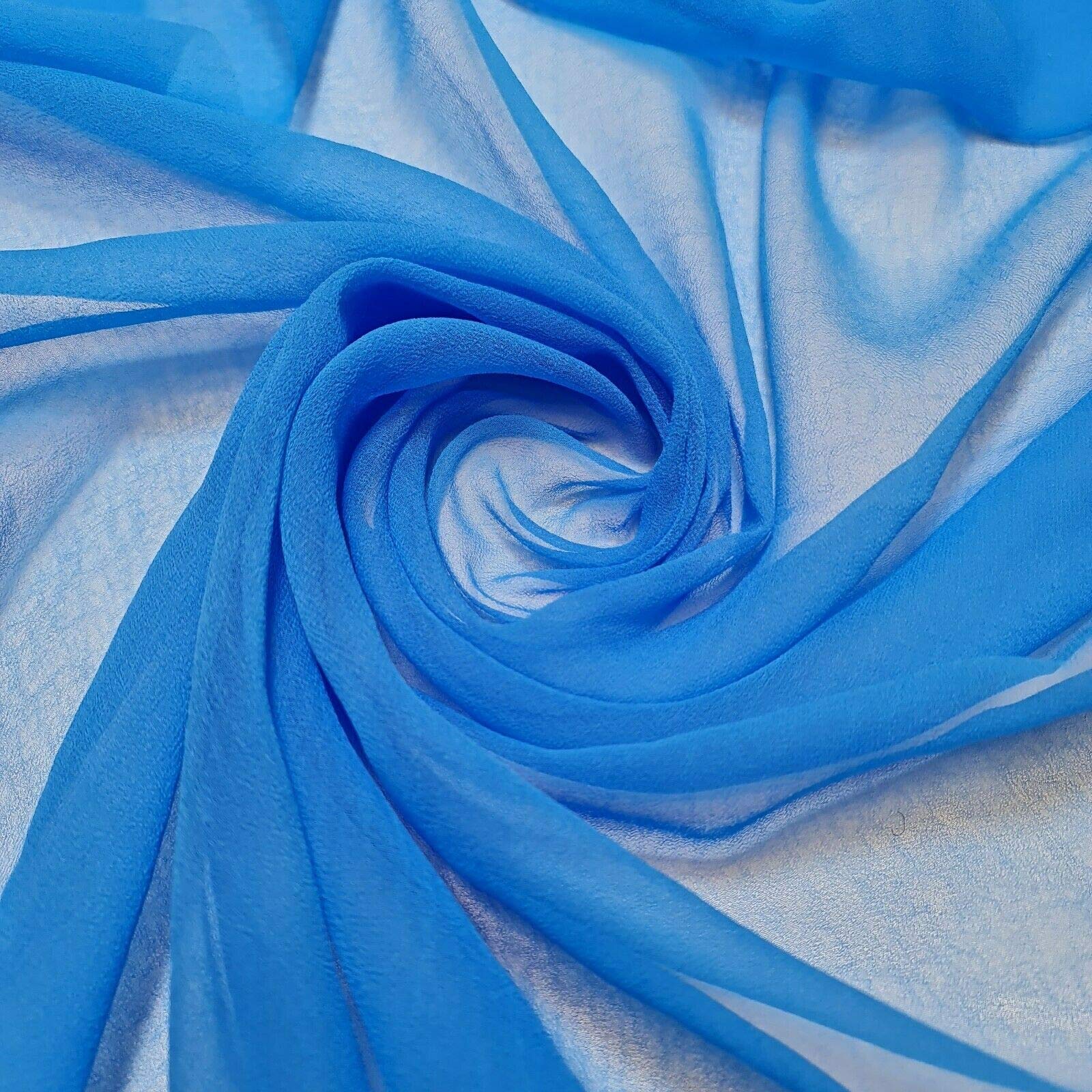 100% Polyester Moss Crepe Chiffon Sheer Decor Drape Dress Fabric 44" (5 Meter, Kingfisher)