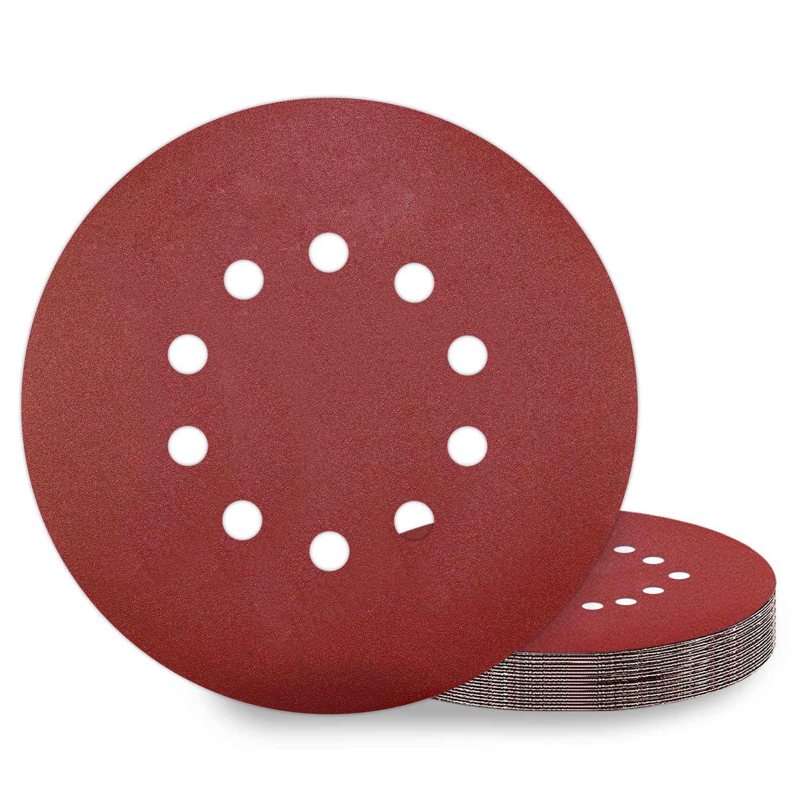 KONGMING 10 Pcs 225mm Sanding Discs Grit 240 9 inch Sanding Discs 10 Hole Hook and Loop for Drywall Sander