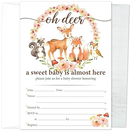 Amazon Com Paper Kit Co Woodland Creatures Baby Shower Invitations
