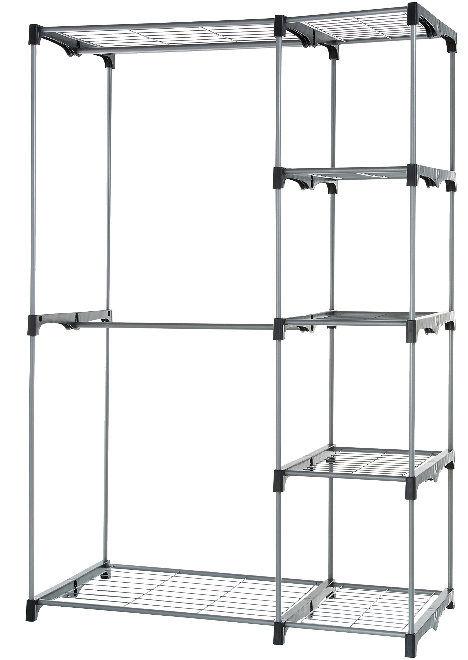 Amazon-Basics-Armario-movil-con-doble-barra-Plateado