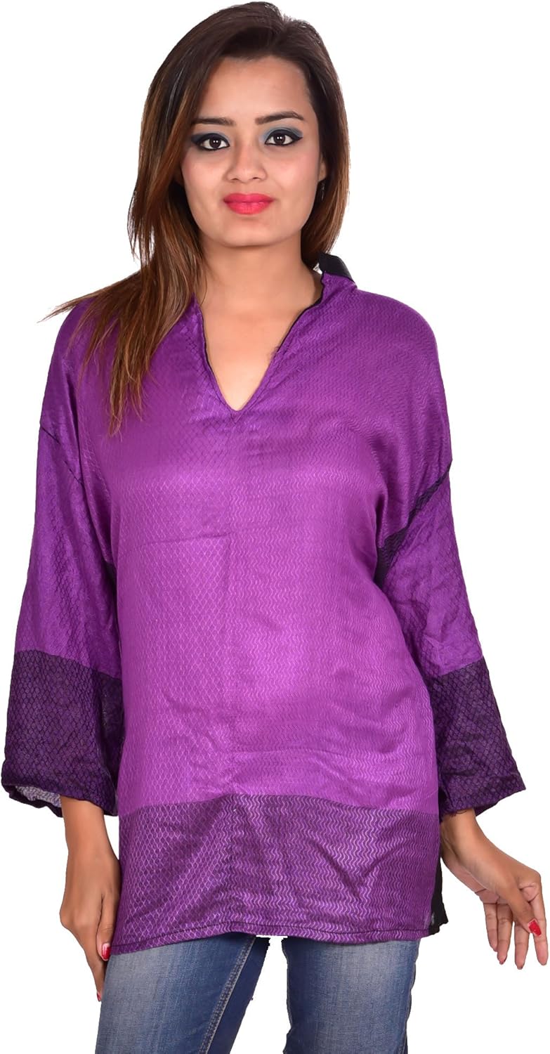 Amazon Com Indian Kurta Top Rayon Pashmina Purple Color Zig