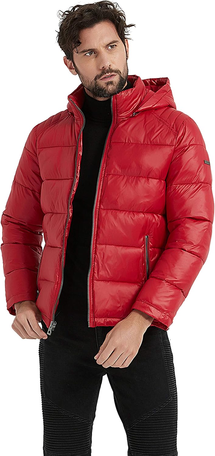 BINACL Men's Winter Jacket,Thicken Quilted Hooded Padded Down Alternative Puffer Coat(5 Color,XS-XXL): Clothing
