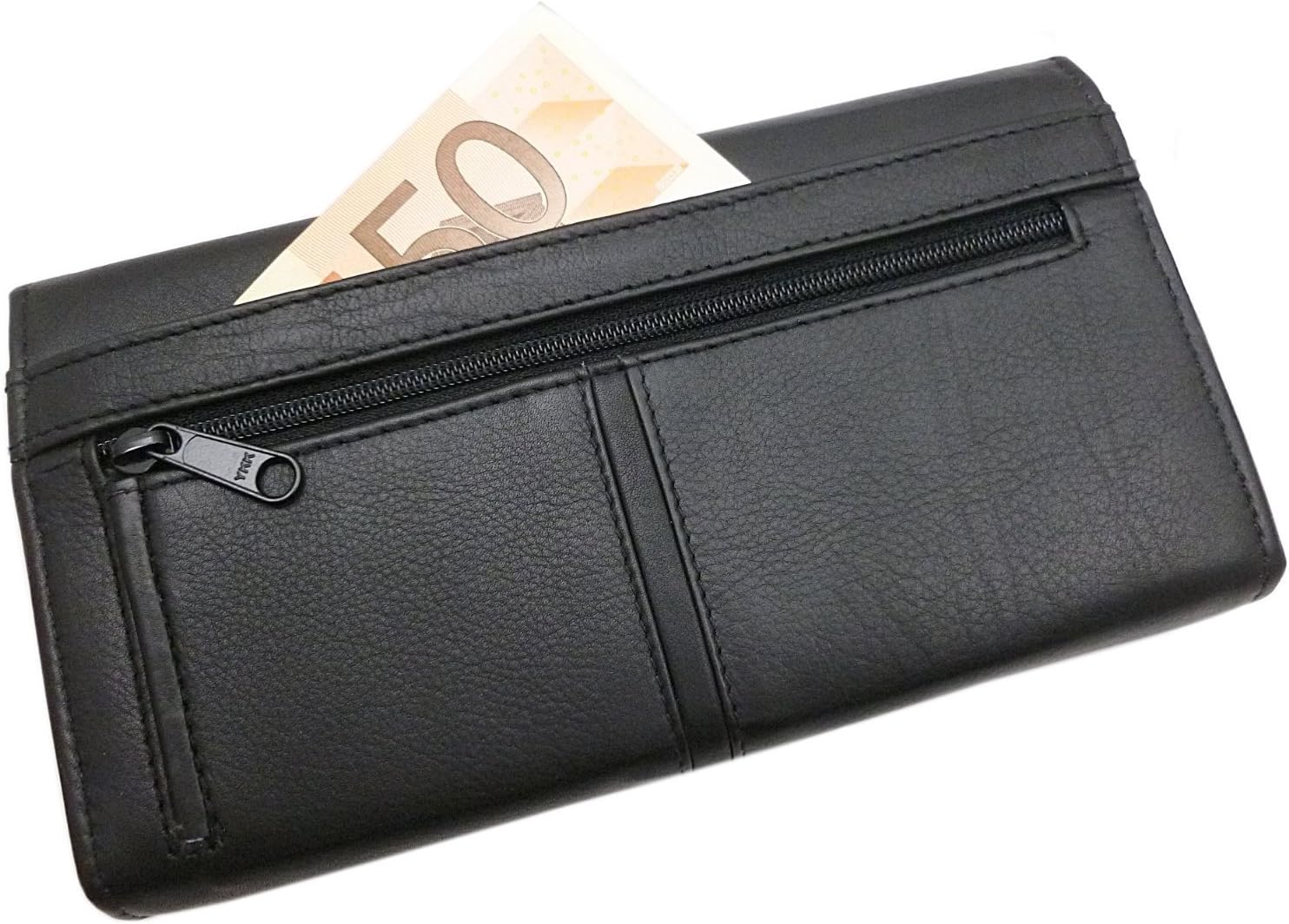 myledershop MJ-Design-Germany Large Calf Leather Women´s Purse 18x3x10cm in Black, standard size - Image 5