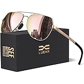LUENX Aviator Sunglasses for Men Women Polarized New Shades Large Metal Frame - UV 400 Protection