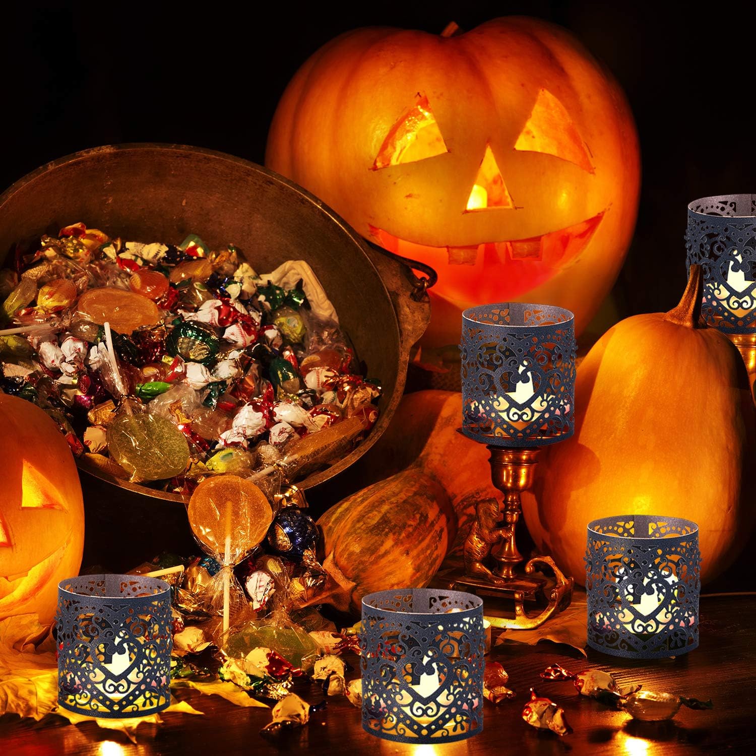 Sumind 24 Pieces Tea Light Votive Wraps Laser Cut Decorative Wraps Paper Candle Holder for LED Battery Tealight Candles for Valentine's Day Birthday Wedding Party Decoration - Image 4