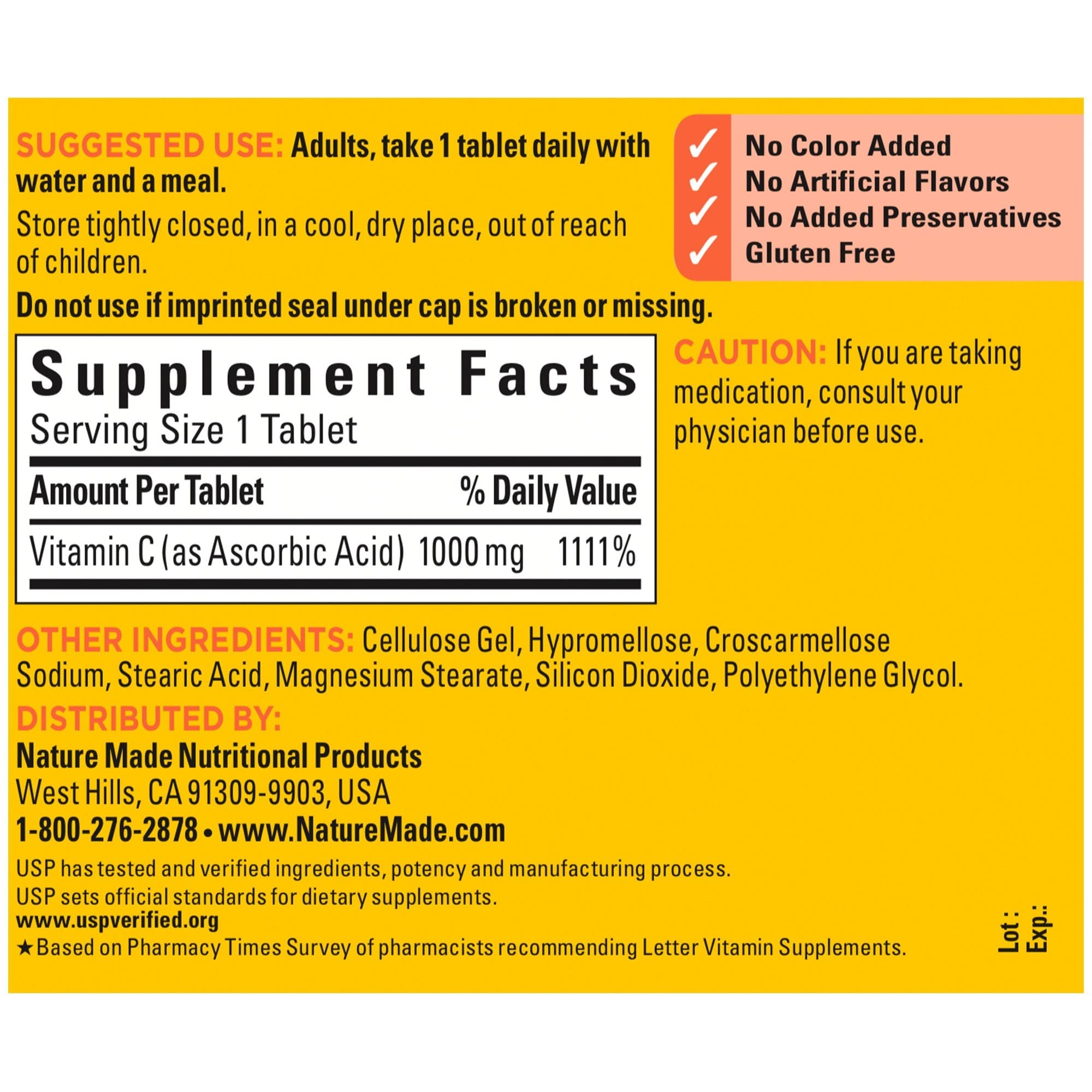 Nature Made Extra Strength Vitamin C 1000 mg, Dietary Supplement for Immune Support, 100 Tablets, 100 Day Supply