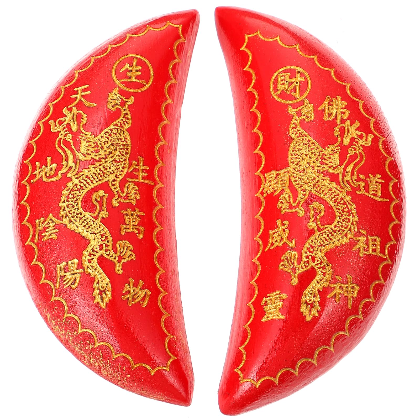 Moon Decor Feng Shui Wooden Divination Cups Moon Taoism and Yang Cups for Chinese Feng Shui Decoration