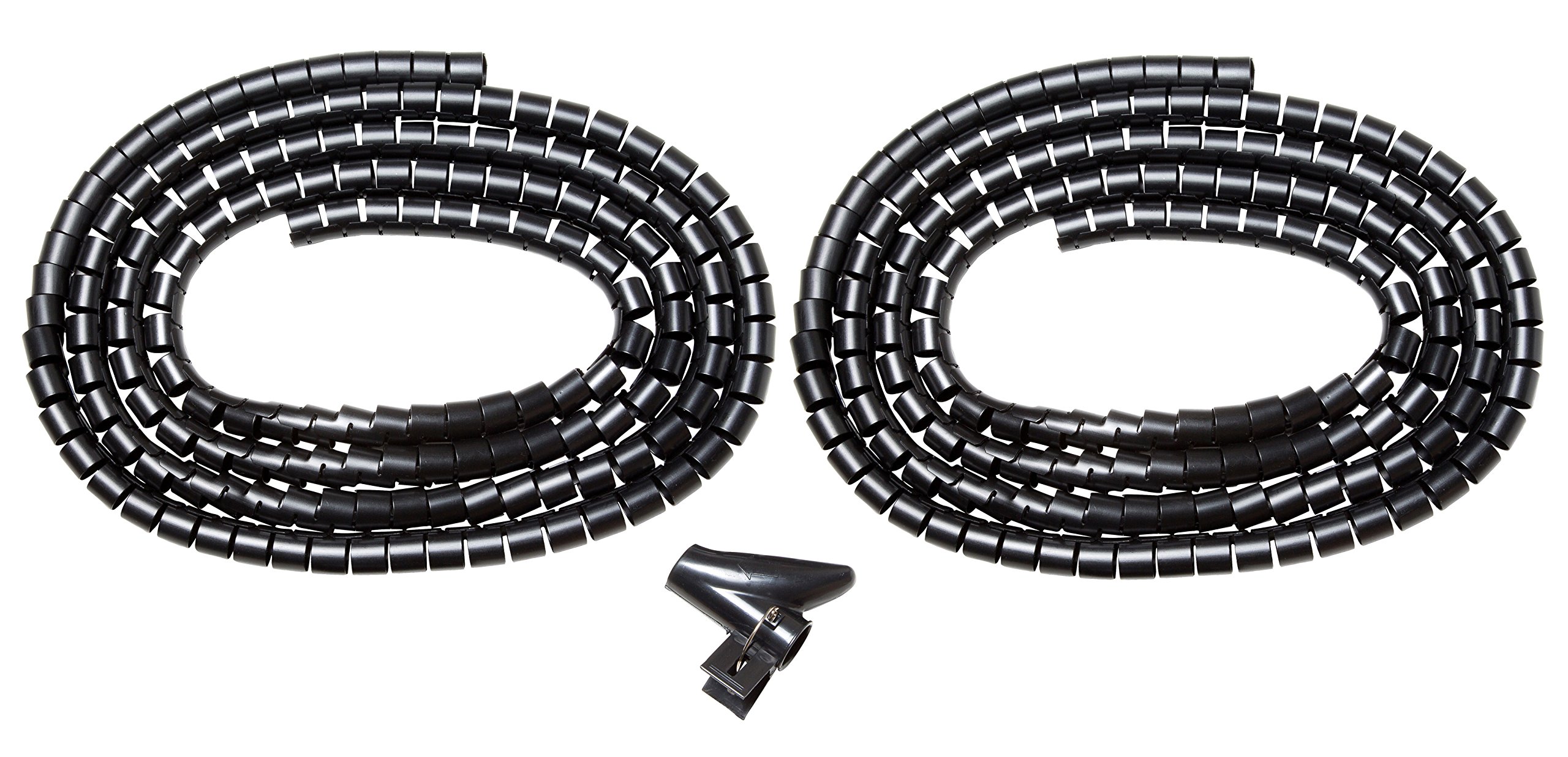 Black Cable Tidy Sleeve 6m - Flexible 20mm Cable Organizer for Cable Management - Durable Spiral Cable Wrap for Wire Protection - Protective Cable Cover for a Safe and Clutter Free Home - Deskit