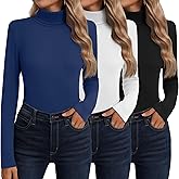 Neer 3 Pack Cotton Women's Turtleneck Long Sleeve Tops Thermal Underwear Base Layer Fall Winter Shirts Sweater