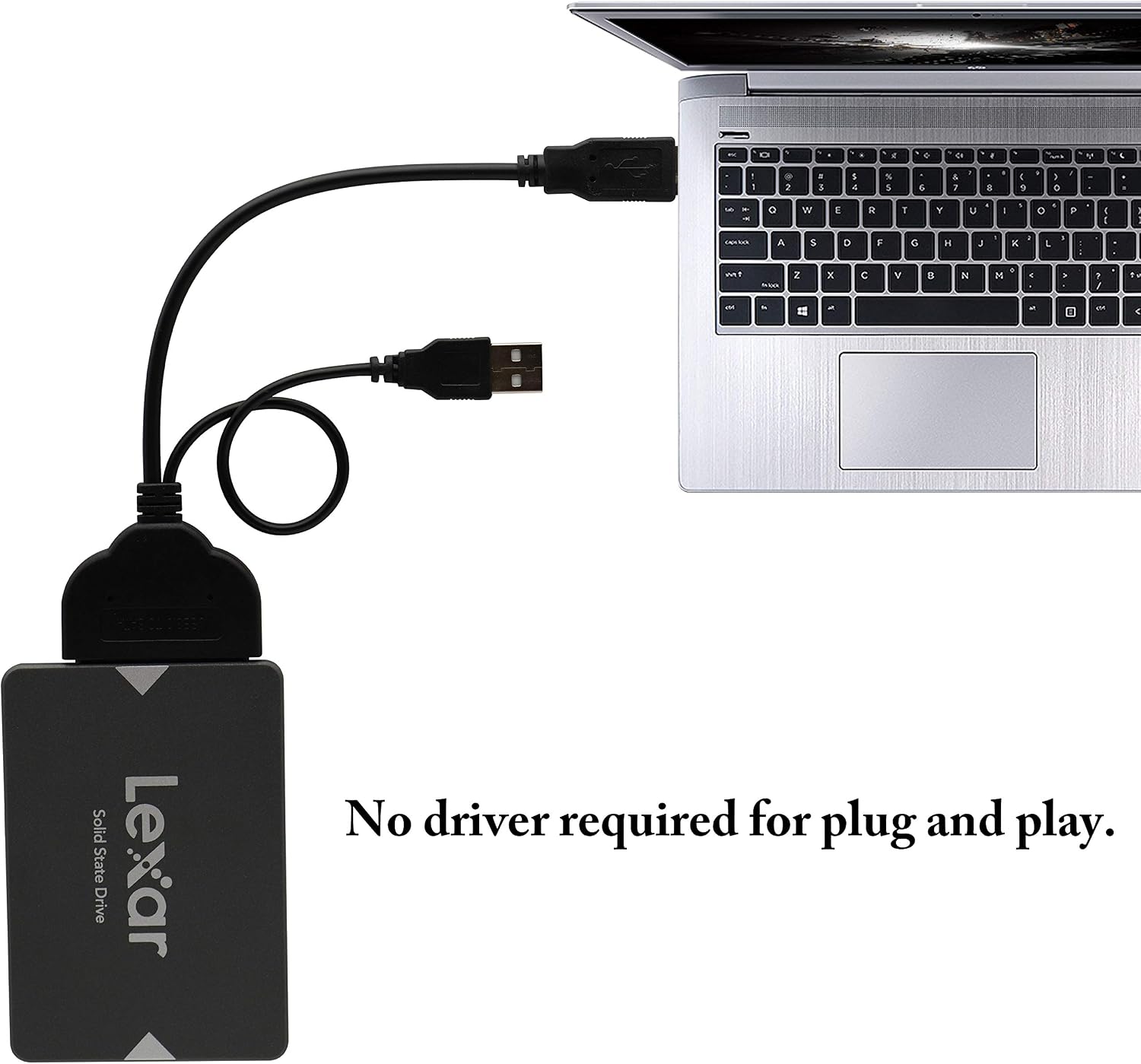 zdyCGTime SATA SSD Adapter Converter,Dual USB male to SATA 22pin 2.5 Hard Disk Adapter Cable.Compatible with Windows 8/7/10/Vista/XP system,Mac OS 9/10 and Linus operating system - Image 4