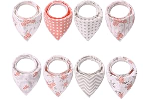 Bandana Bibs,8 Pcs Baby Bibs,100% Cotton,Soft and Absorbent,Gift for Kids