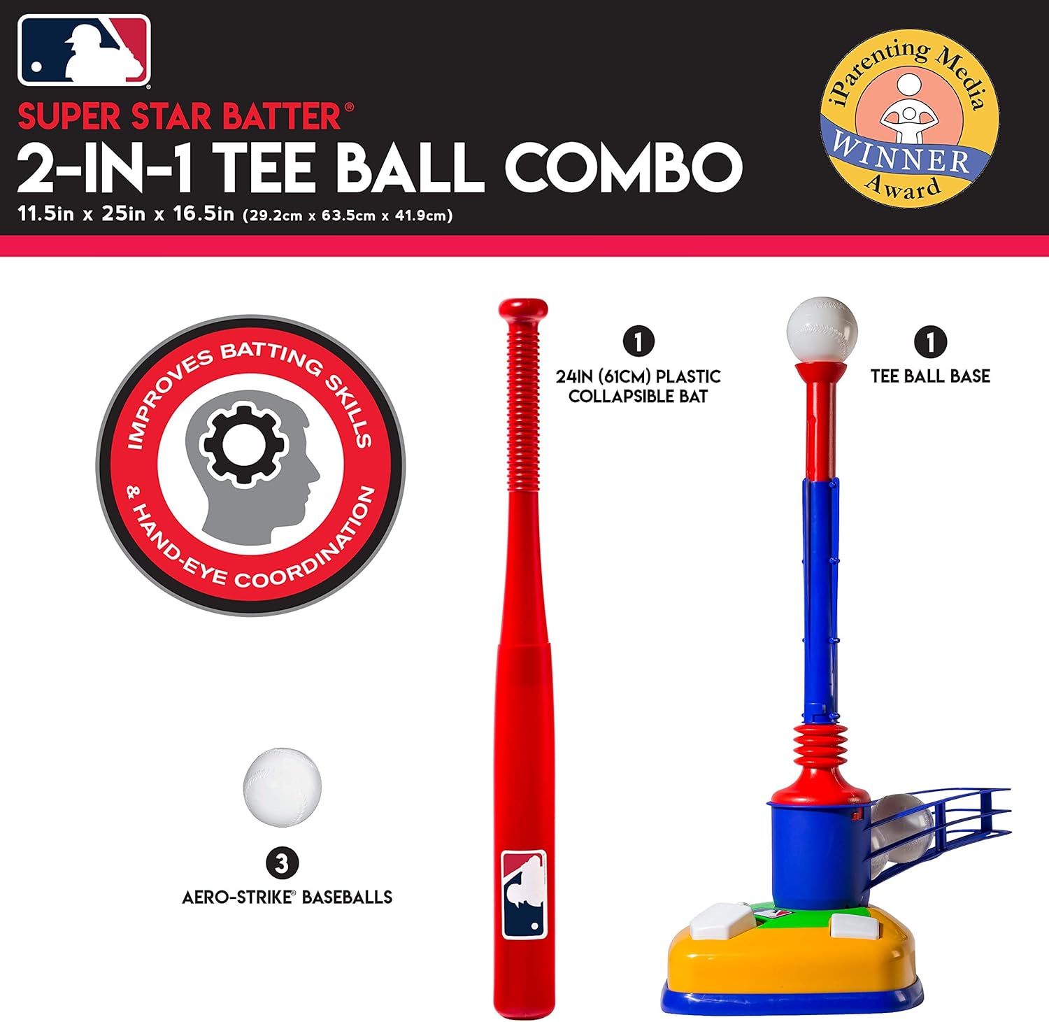 Franklin Sports Kids Baseball Tee - Tee Ball & Pop-a-Pitch Combo - MLB - 2-in-1 Super Star Batter Training Aid: Toys & Games