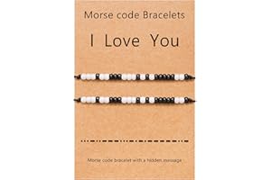 Desimtion Christmas Couples Bracelets I Love You Morse Code Matching Bracelets for Couples Gifts for Him and Her, Long Distance Relationship Gifts for Boyfriend and Girlfriend