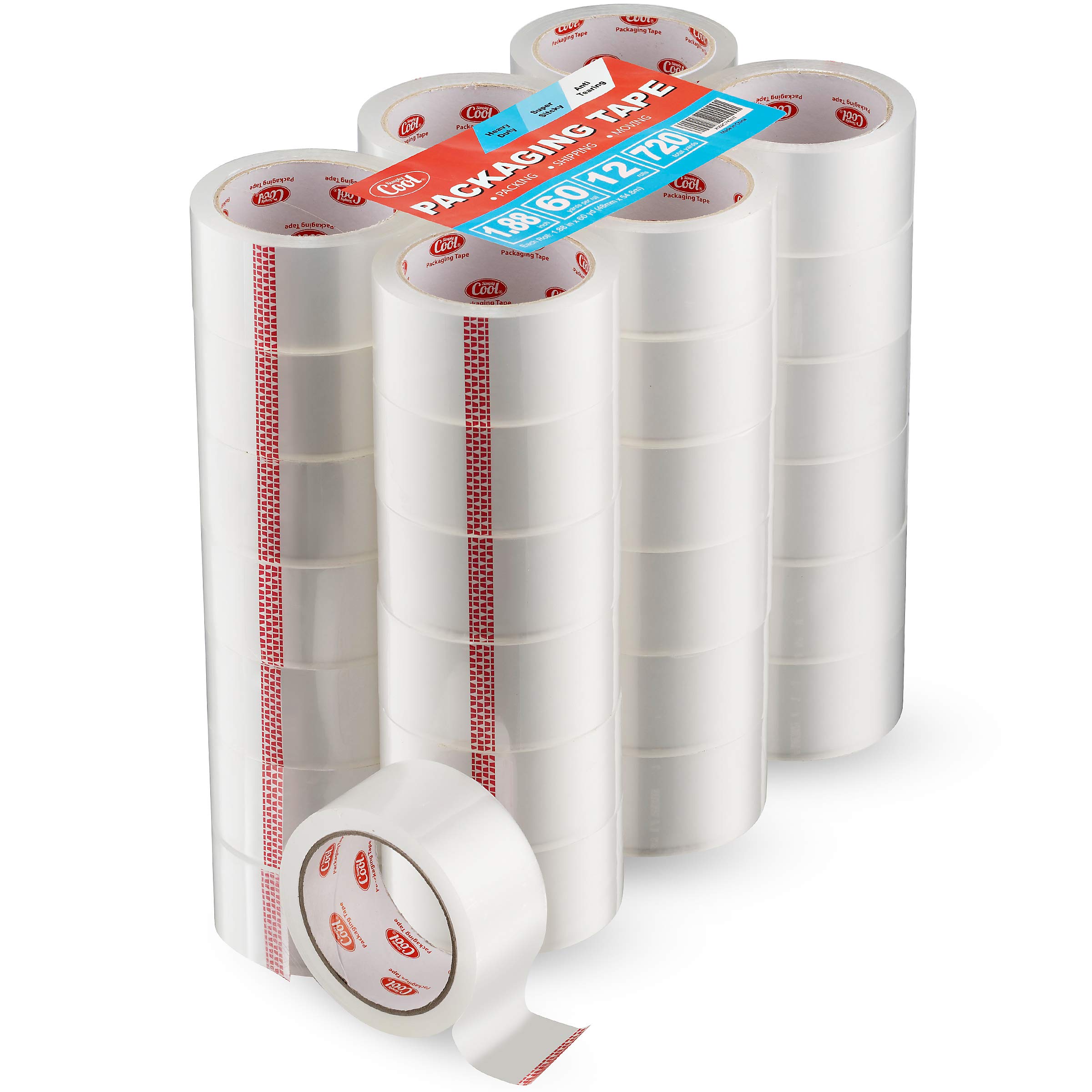 Simply Cool Clear Packing Tape Refill Rolls | Bulk Wholesale 36 Pack of 60 Yards Per Roll | Heavy Duty Strong Industrial Packaging Tape for Moving, Sealing Boxes, Office & Shipping…