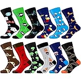 WeciBor Men's Dress Funny Crazy Colorful Novelty Combed Cotton Crew Socks 12 Pack - Size 7-10/10-13/13-15