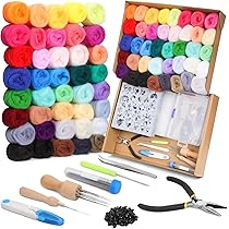 DABHAND Needle Felting Kit - Wool Roving 40 Colours Set - Starter