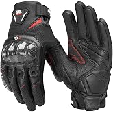 KEMIMOTO Sheepskin Leather Motorcycle Gloves for Men, Protective Motorcycle Gloves for Motocross Motorbike Dirt Bike Bicycle Racing ATV UTV