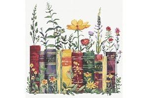 KYOQFVN Stamped Cross Stitch Kits - Flower Embroidery Starter Kit for Adult Beginners, 11CT Needlepoint Cross-Stitch Patterns Dimensions Kit Arts and Crafts 14×14inch