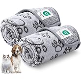 Luciphia Premium Soft Dog Blanket for Small Medium Large Dogs Washable 300GSM Fluffy Warm Fleece Puppy Cat Paw Print Pet Flannel Pcs2 Grey Paw L(41"x31")