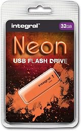 Integral 32GB Neon Orange USB 2.0 Flash Drive Stick Thumb Drive