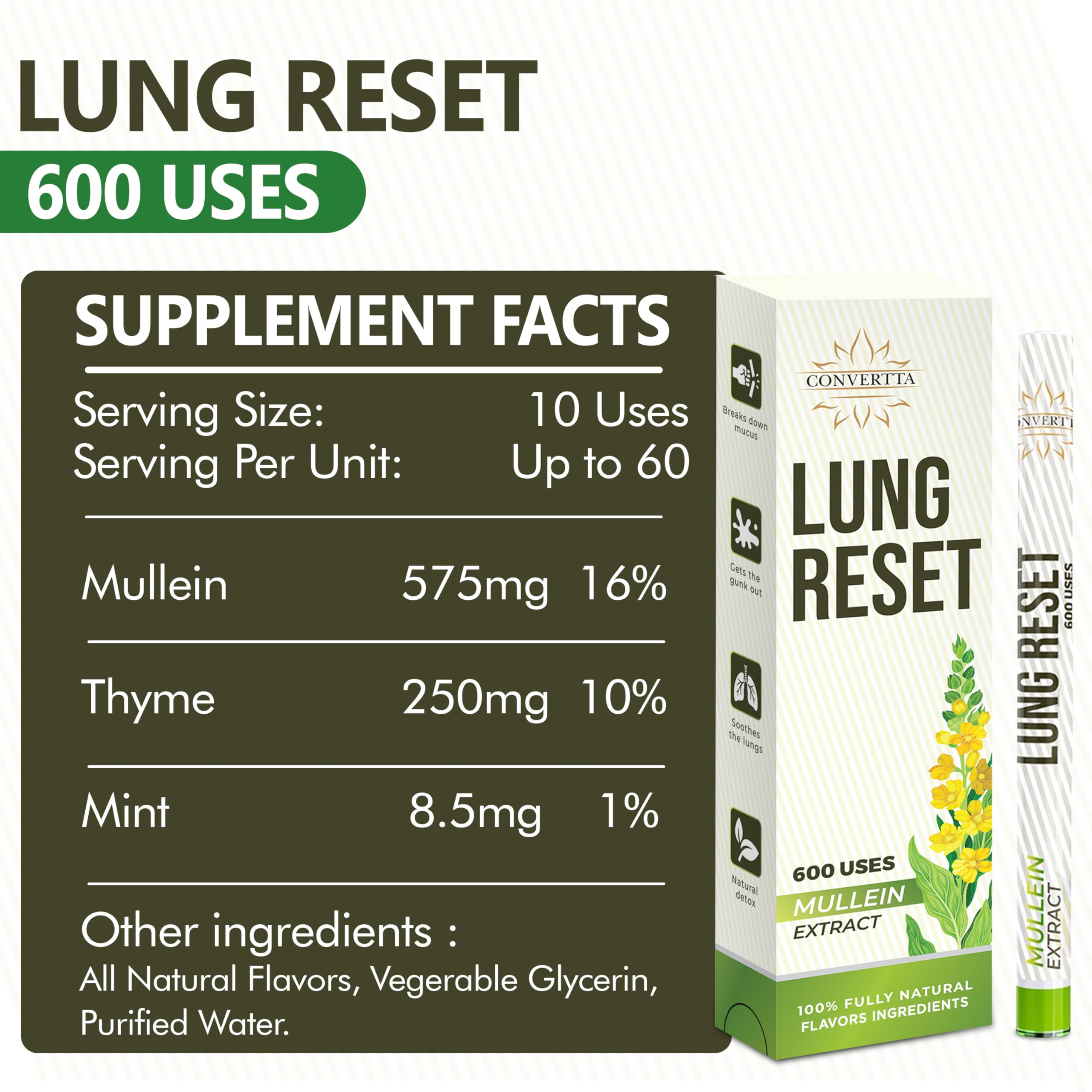 Lung Detox Mullein Diffuser Pen | Natural Mullein Leaf | Lung Health & Detox | Herbal Mullein Diffuser Pen 600 Uses